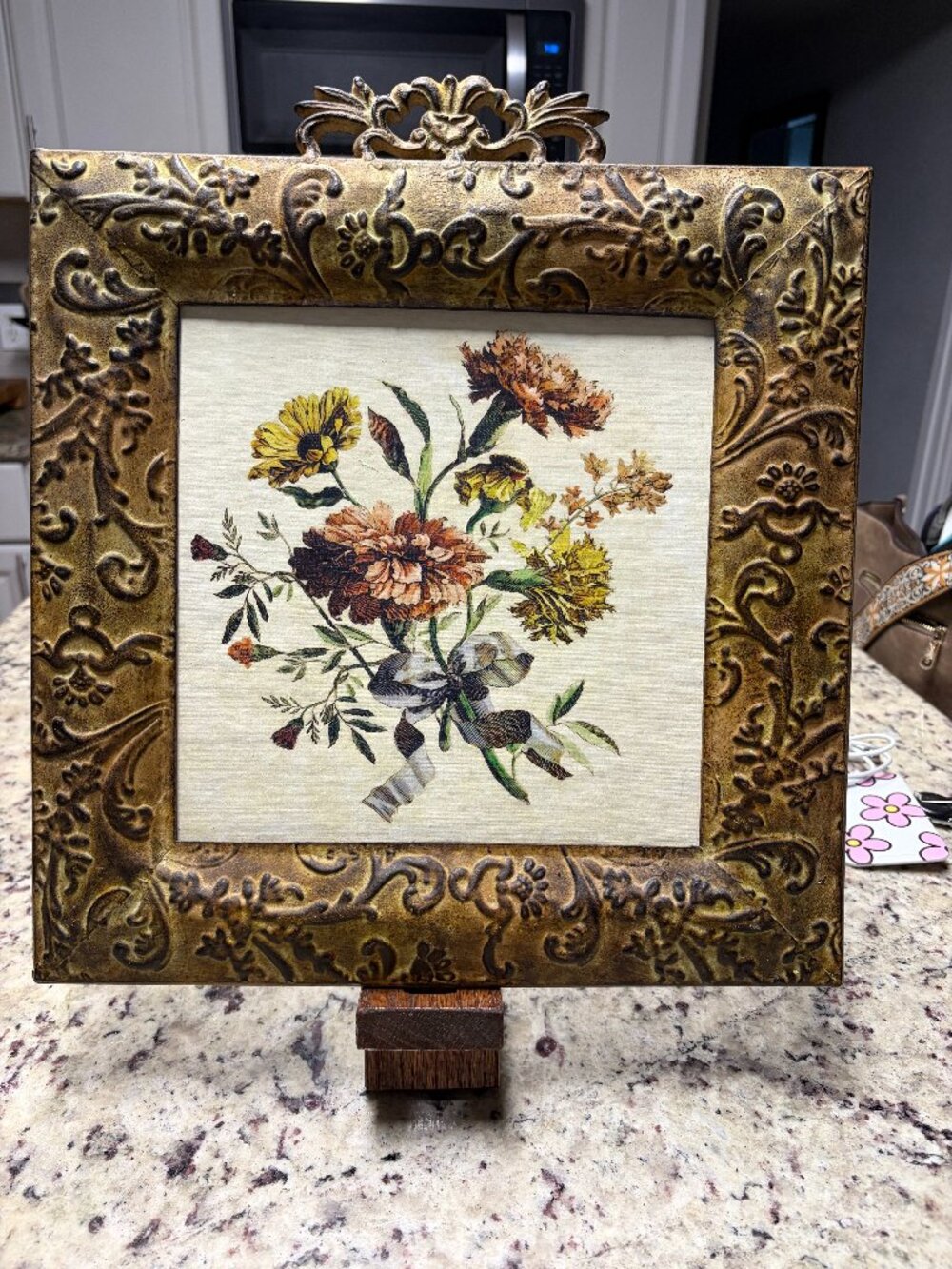 Vtg Home Interiors Ornate Gold Framed Floral Print 16x14
